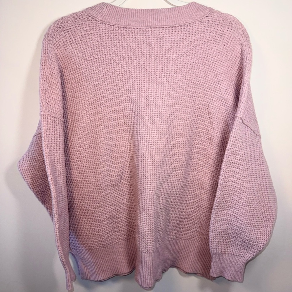 Aerie Women’s Pink Pullover Crew Neck Waffle Knit Sweater size Medium - Picture 7 of 14